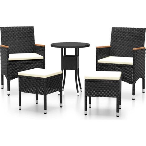 Maison Exclusive - Set Divani da Giardino 5 pz in Polyrattan Nero (1/5)