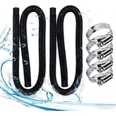 Tuyau de piscine diamètre 32 mm,149,9cm Tuyau Piscine avec 4 Pinces Métalliques,pour Pompe à Filtre Eau Arrosage Bassin Piscine Hors Sol,Tuyau de piscine pour Intex 530 GPH et 1000 GPH(Noir) (1/5)