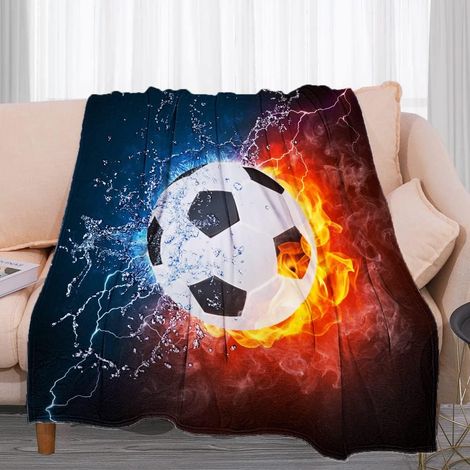 3D-Fußball-Flanelldecke, weiche und leichte Decke, für alle Jahreszeiten geeignet, Maße 125 x 150 cm