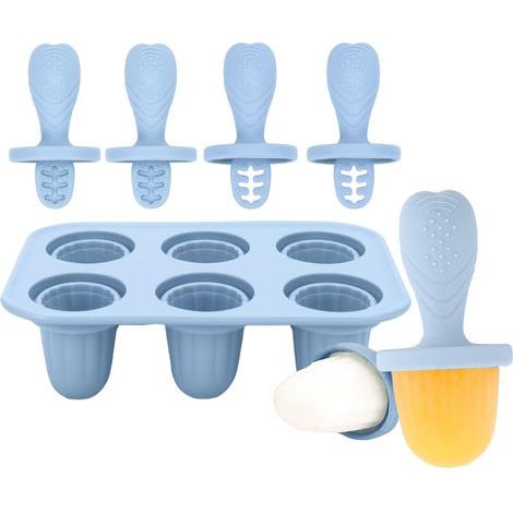 Moule à Glace - Plateaux pour congélateur à 6 grilles pour cake,Moules en Silicone Réutilisables à Bâtonnet pour Glaces aux Fruits Desserts Gelée (1/5)