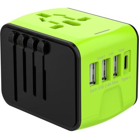 Lntyq Adaptateur Voyage Universel International avec 3 USB et 1 Type C, 1500W, Prise France vers USA Canada UK EU Australie Chine Japon (1/5)