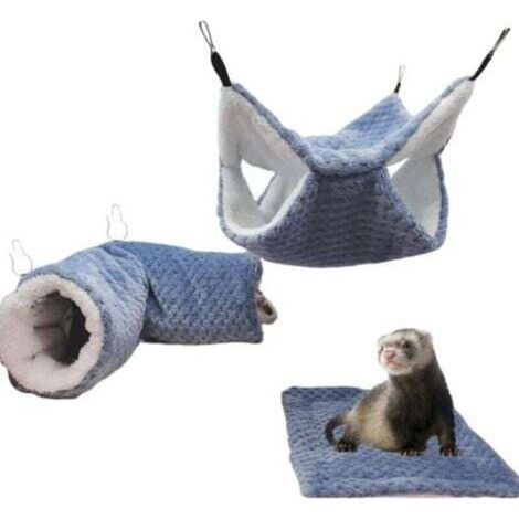 Lot de 3 hamacs pour rat, cochon d'Inde, tunnel suspendu et lit chaud, accessoires de cage pour furet, hamster, chinchilla, sucre planeur (1/4)