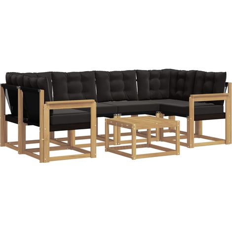 vidaXL Outdoor Sofa Set 7 pcs White and Black (1/4)