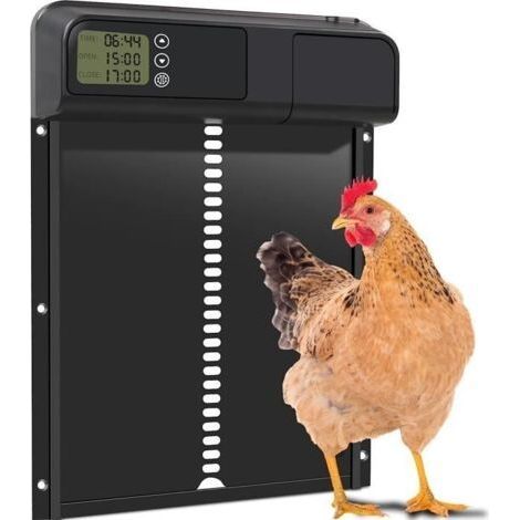 (Noir)Porte de Automatique Poulailler avec Minuterie Anti-pincement,Porte Poulailler en Alliage D'aluminium, Écran LED Programmable (1/4)