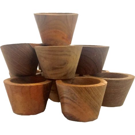 Lot de 12 Petits Bols en Bois Naturel - Mini Récipients en Bois - Ø 4 cm x H 3 cm - PANGIVO (1/2)
