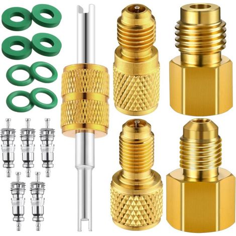 Coocheer – Adaptateur de réservoir de réfrigérant R134a en laiton 1/4" à 1/2" – Connecteur pour pompe à vide – Résistant à la corrosion – Installation rapide