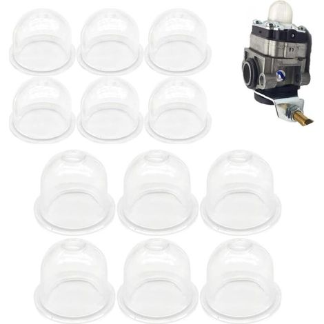 12 Pcs Pompe d'ampoule d'amorce Blanche 19 mm et 22 mm Tasse d'huile de Carburateur Transparente pour Tondeuse, Machine de haie, Scie à Essence, Ampoule d'amorce de Carburant de Ventilateur