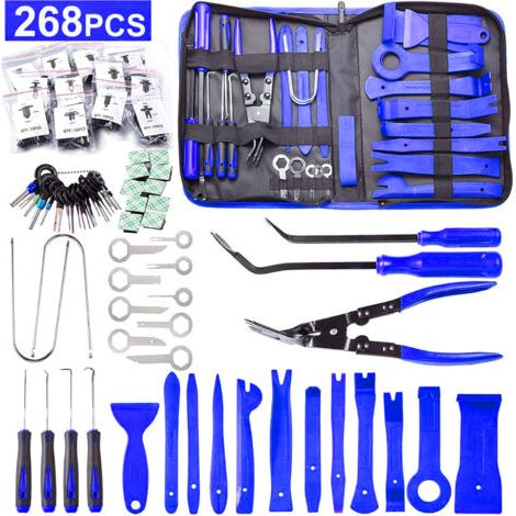 Kit di strumenti per la rimozione delle finiture da 268 pezzi – Accessori per pannelli porta e radio – Nylon POM – Compatibile con tutti i modelli di auto – Materiale PP