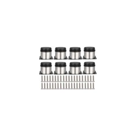 8 gambe per mobili regolabili, viti incluse, rotonde in metallo, acciaio inossidabile, per armadi, tavoli, credenze, altezza regolabile per divani, tavoli, mobili e scaffali, 50 mm - Crezuo