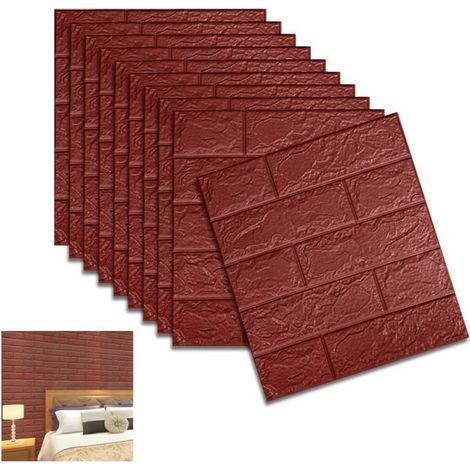Stickers Muraux Brique 3D, 10pcs 35×38.5cm 3D Brique de Pierre Brique Fond d'écran Décoradif Imperméable, Marine (1/4)
