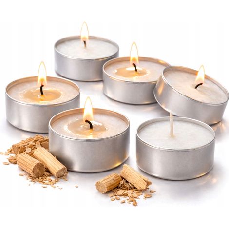Velas de té de soja XXL 57x22 Fragancia de sándalo 6 unidades Vela de té n.° 12 (1/5)