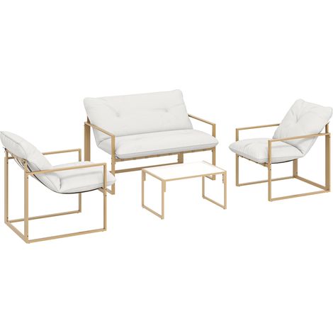 Salon de jardin Nithard élégant style yachting 4 places kaki beige (1/5)