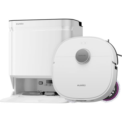 Robot Aspirateur Laveur avec Station, 19000Pa Aspiration, Lavage 75°C Eau Chaude, 135° pour Coins, Anti-Cheveux 99%, IA 150+ Objets, Carte 3D, Blanc, 15 Ultra Gen2 (1/5)