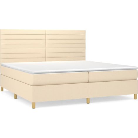 Maison Exclusive - Giroletto a Molle con Materasso Crema 200x200 cm in Tessuto