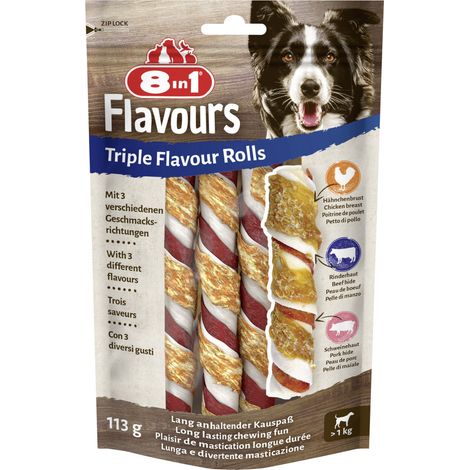 8in1 Flavours Kaustange Triple Flavour Rolls 113 g Soft Snack (1/3)
