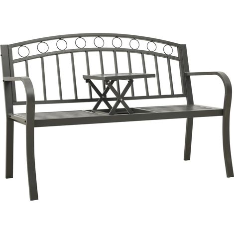Banc Banquette de Jardin - Mobilier de jardin avec table Gris 120 cm Acier BV606410 - BonneVie (1/5)