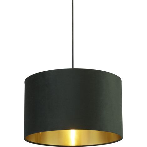 Abatjour velour vert avec interieur doré diamètre 40cm (1/4)