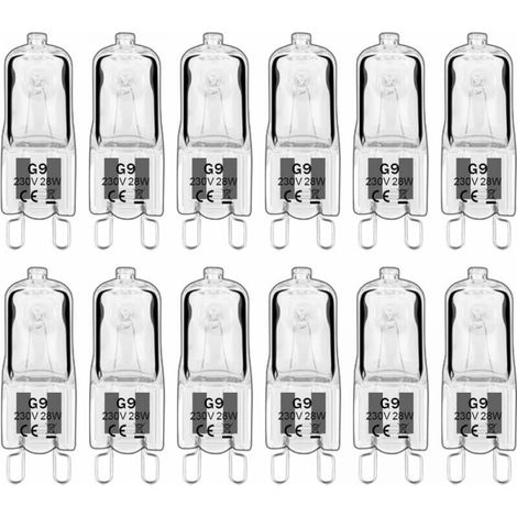 12 Stück G9 Halogenlampen, G9-Leuchtmittel 230V 28W 392lm, 2800K warmweiß, dimmbare Kapsellampen, flimmerfrei [Energieklasse G]