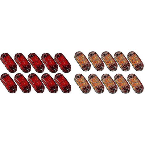 Packung mit 20 ovalen Seitenmarkierungsleuchten mit 2 LEDs, 6,35 cm (2,5 Zoll) für Anhänger und Lkw, gelb und rot -ayane-yu (1/5)