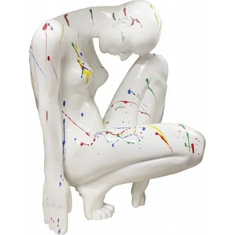 Statue femme accroupie avec jets de peintures 43 cm - WONDER (1/2)
