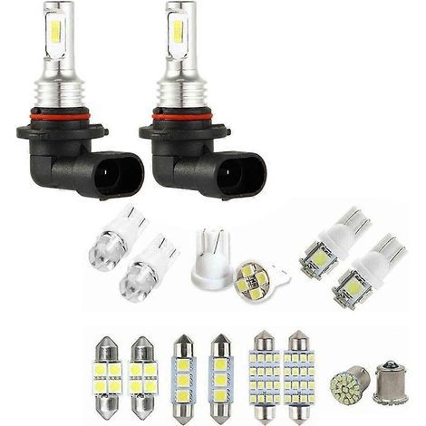 Kit d'ampoules LED HB3 9005 pour phares, feux de route, 35 W, 4000 lm, 6000 K, avec 14 ampoules LED assorties pour plafonnier de voiture. (1/5)