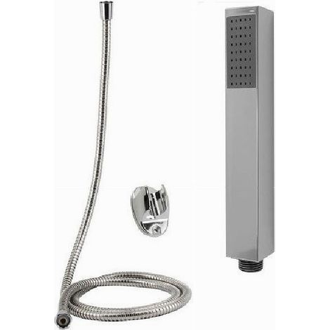 Cleafe - Kit Doccetta Doccino Squadrata Bagno Soffione Doccia Laccio 1,8 Mt Staffa 69302 - (1/2)
