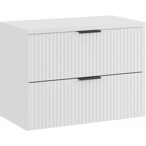 Conjunto de baño NOXERA 80 cm – Mueble bajo lavabo suspendido blanco alpino mate con encimera para lavabo