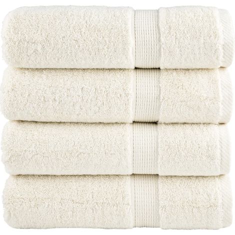 Serviettes de douche haut de gamme SOLUND, lot de 4, blanc crème, 70 x 140 cm, 600 g/m²
