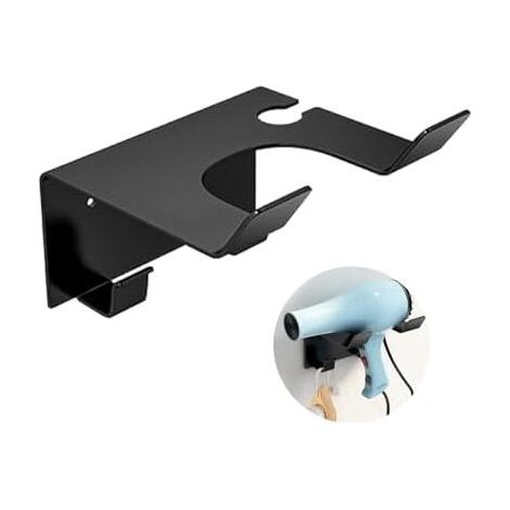 CSPARCV Hair Dryer Holder, Adhesive and Screw Mounting, Dual Installation, Stainless Steel Hair Dryer Holder, No Drilling Required, Universal Wall Mount for Hair Dryers with Cable Holder and Hook