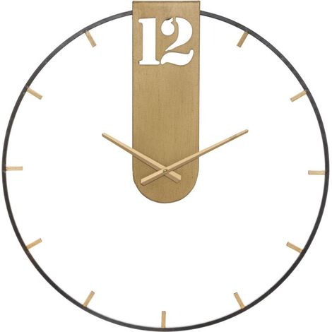 Orologio da parete Goldy in ferro nero e oro stile glam
