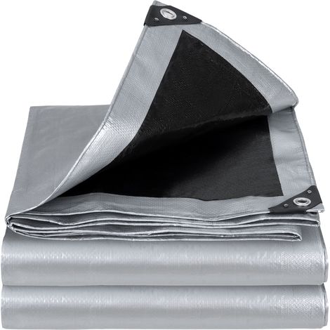 Velway Bâche Imperméable 100 gsm-4x5m - Polyéthylène Haute Densité avec Œillets Métalliques Argenté (1/5)