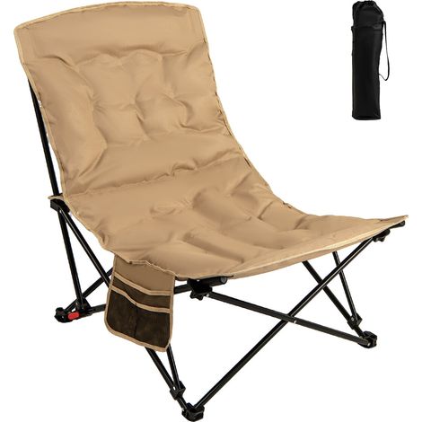 Chaise de camping pliante kaki pour adulte avec dossier réglable et sac de transport pour plage, terrasse et plein air (1/5)