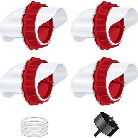 Mangeoire Poules, Mangeoire Poule Automatique, 4 Ports DIY Mangeoire à volaille Gravité Kit pour Seaux Tonneaux Bacs (1/5)