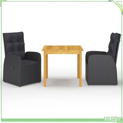 Ensemble à manger de jardin - FAFEICY - 3067717 - Bois d'acacia massif - Chaises résine tressée - Dossier inclinable (1/5)