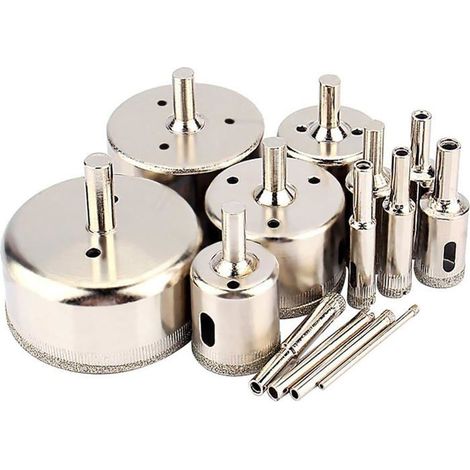 HONORNIC - Lot de 14 forets diamantés 3-70 mm, utilisation humide pour carrelage, verre, aquarium, marbre, granit, céramique
