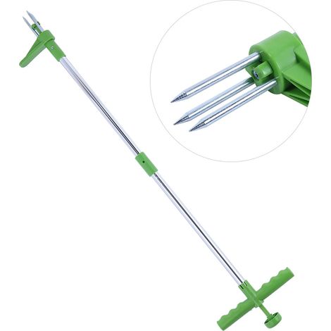 GARRYFIZH DéSherbeur Debout, Extracteur De Mauvaises Herbes Portable avec 3 Griffes à Long Manche Tueur De Racines De Pelouse De Jardin Outil De Suppression De DéSherbeuses Manuel Accessoire De Jar