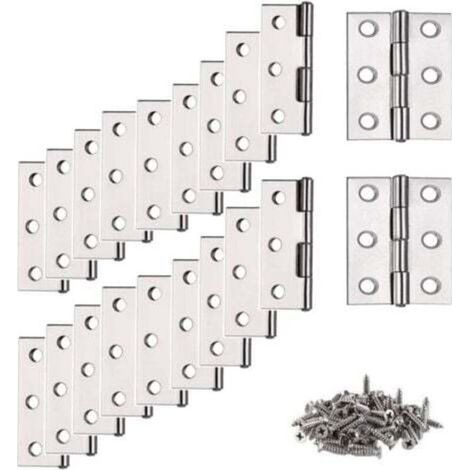 Charnière Inox, 20 pcs Petite Charniere, (avec 120Pcs M4 16mm Vis) Charnière, Charnière plate, Charnière pour La Maison Meubles Matériel Armoire (1/4)