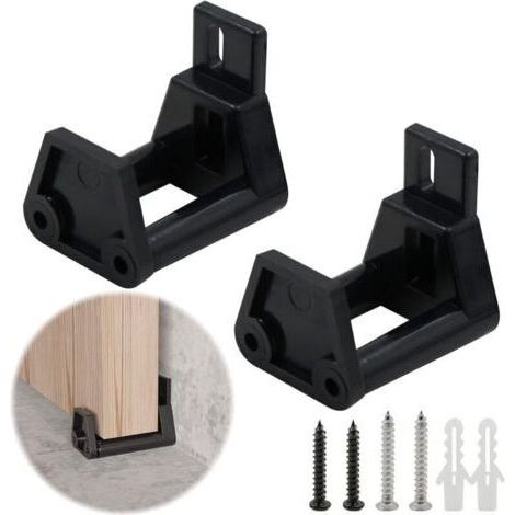 2 Pièces Guide Plancher Rail RéGlable Portes D'éCurie - Ajustable Mur Porte Coulissante Au Sol Les Grange Roulettes De Guidage RéGlables Pour Coulissantes, Porte Automatique, Avec Vis, Noir (1/4)