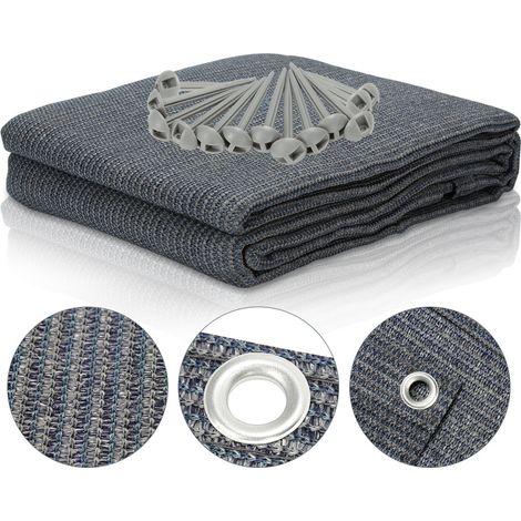 SWANEW Tappeto da esterno Tappeto da Tenda Tappeto da Viaggio da Campeggio Tappeto da Gazebo per Caravanna 300X400cm Blu-grigio