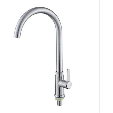 Manufacturer of 304 stainless steel single-cold kitchen faucets with brushed, anti-jamming, rotating ball bearings for sinks and washbasins -- Single-cold ball bearing with large bend.