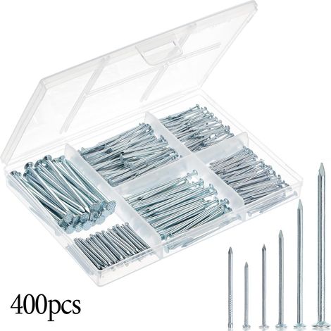 Kit de 400 petits clous en fer (zinc bleu et blanc), type impérial, avec boîte de fixation. (1/3)