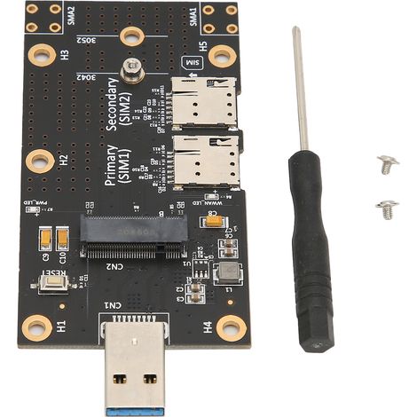 Adaptateur M.2 vers USB 3.0 à connecteur poussoir pour module 3G/4G/5G et emplacement double carte SIM d'ordinateur (1/5)