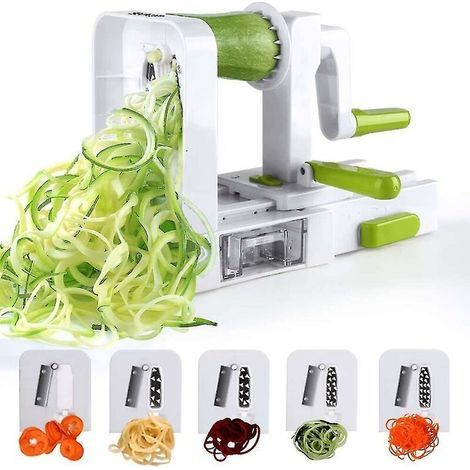 Spiralizer 4 lames Légumes Spiralizer Pliable Spirale Trancheuse Courgettes Nouilles Végétariennes Pâtes Spaghetti Maker (1/5)