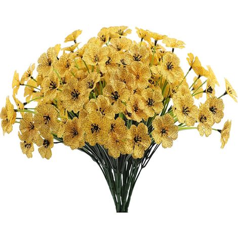 10 Fleurs artificielles, plantes réalistes, fleurs artificielles aux couleurs résistantes pour fenêtres, patios, vérandas, jardins et décorations extérieures (1/5)