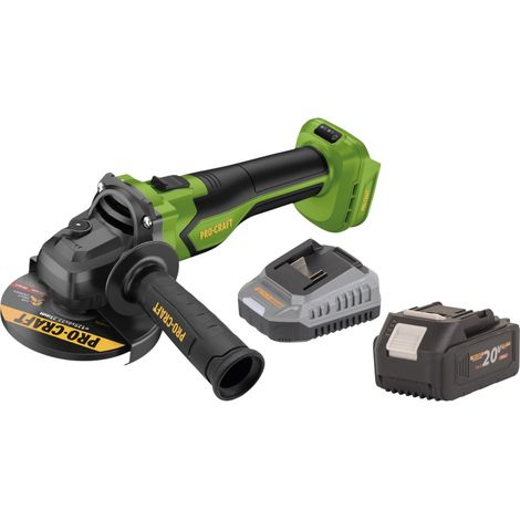 Amoladora angular a batería Procraft PGA22-BB 20 V 125 mm sin escobillas + 1 batería de 4,0 Ah + cargador