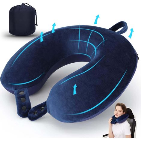 Coussin U à Trois Rangées Rebond Lent Protection Nuque Voyage Oreiller Mémoire Mousse Idéal Avion Sieste Route (1/5)