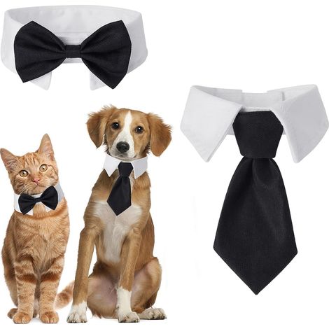 Collier de smoking pour chien et chat réglable pour animal de compagnie, nœud papillon pour chien et chat, collier de smoking formel pour chiot, cravate pour costume pour animal de compagnie S (1/4)