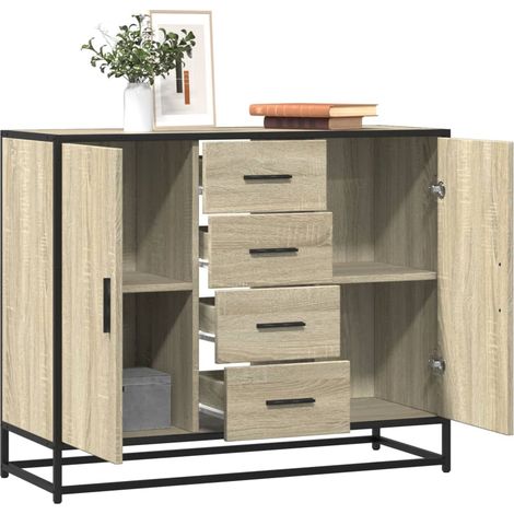 Sideboard Sonoma-Eiche 92x35x76 cm Holzwerkstoff vidaXL (1/5)