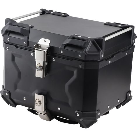 Top case moto 45L aluminium 5052 noir universel étanche casque topcase valise rigide (1/5)