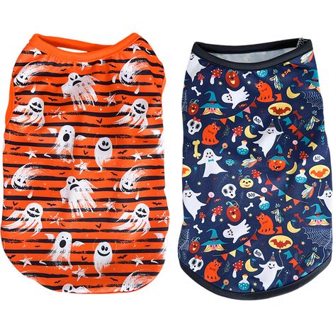 2 pièces déguisement chien chat, haut squelette citrouille fantôme, pour animaux de petite et moyenne taille, Halloween (1/5)